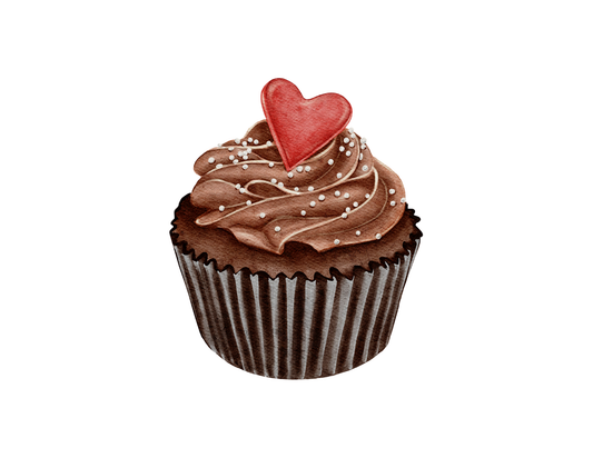 chocolate cupcake with red heart