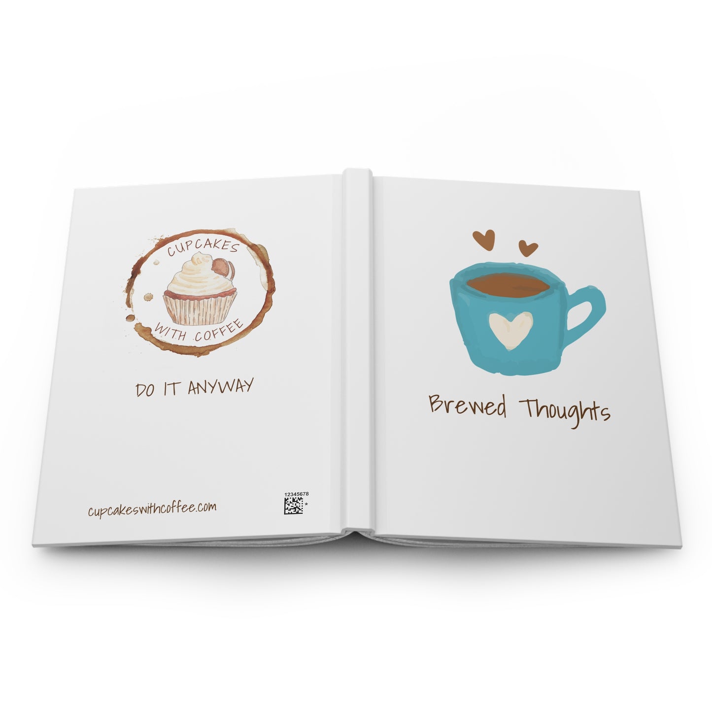 Hardcover Journal - Brewed Thoughts by Cupcakes with Coffee