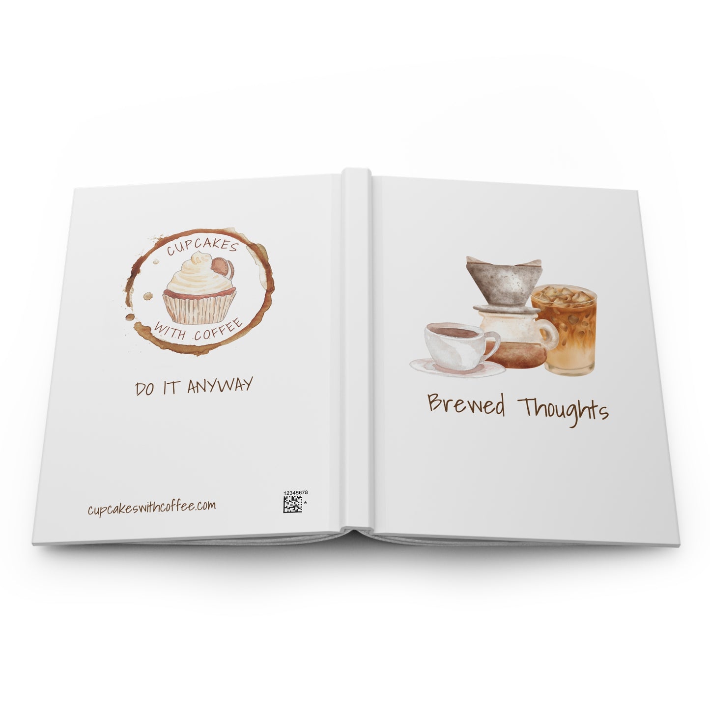 Hardcover Journal - Brewed Thoughts by Cupcakes with Coffee
