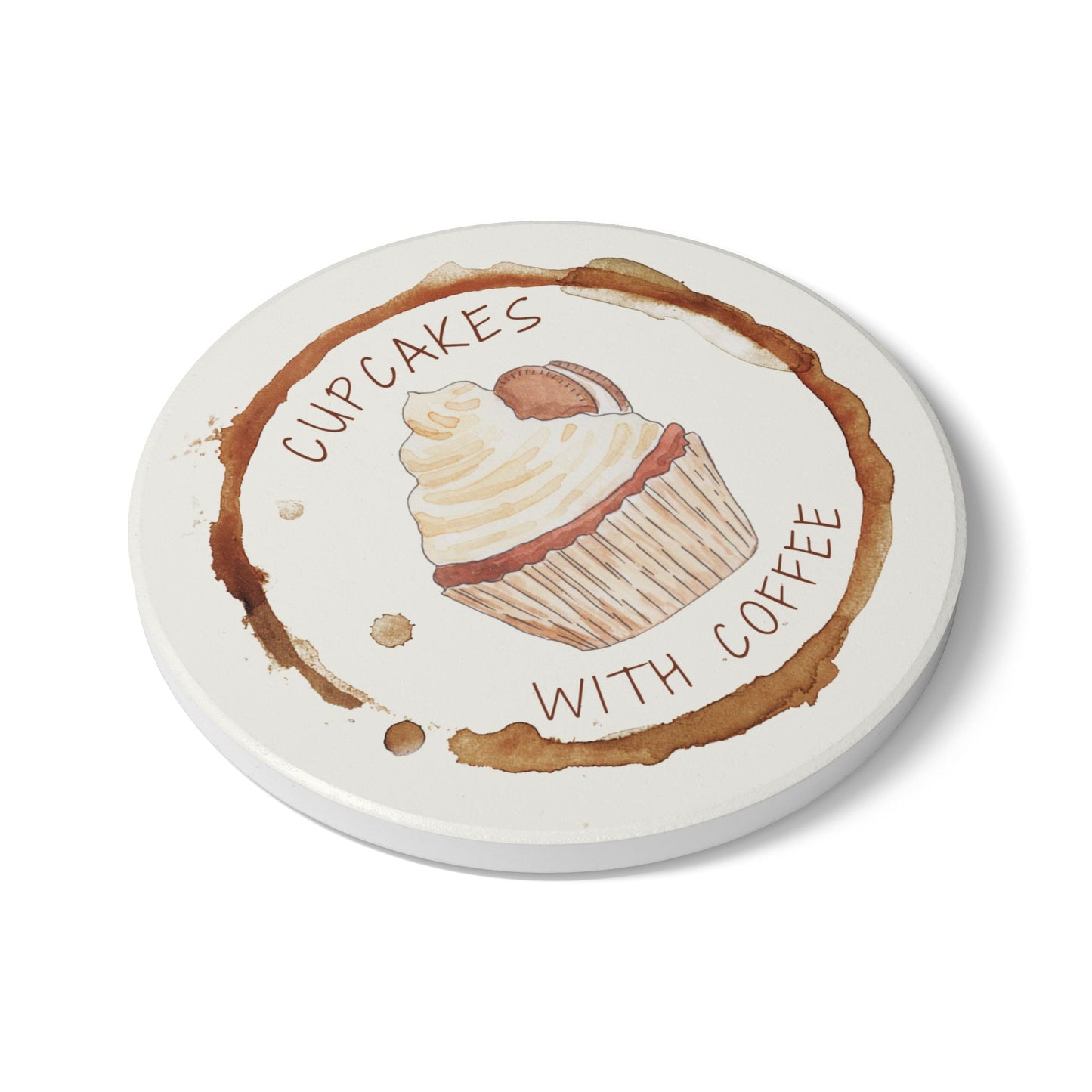 Ceramic Coaster – Cupcakes with Coffee