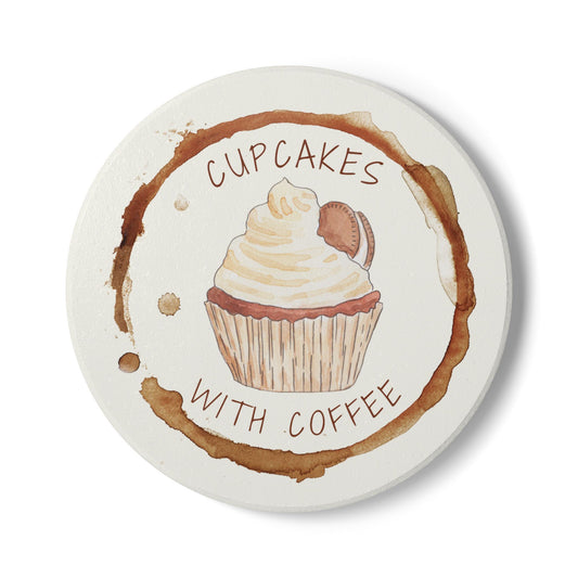 Ceramic Coaster – Cupcakes with Coffee