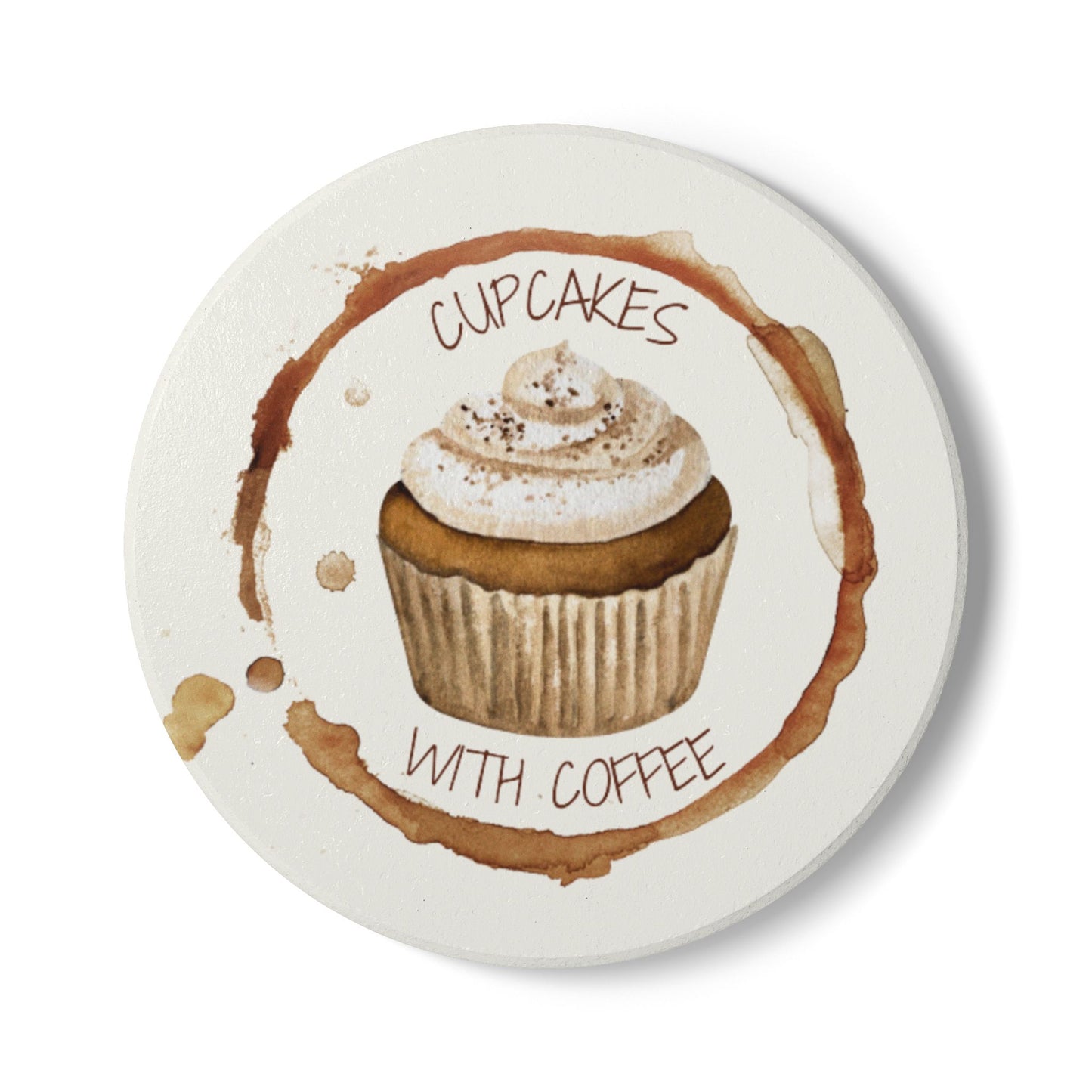 Ceramic Coaster – Cupcakes with Coffee