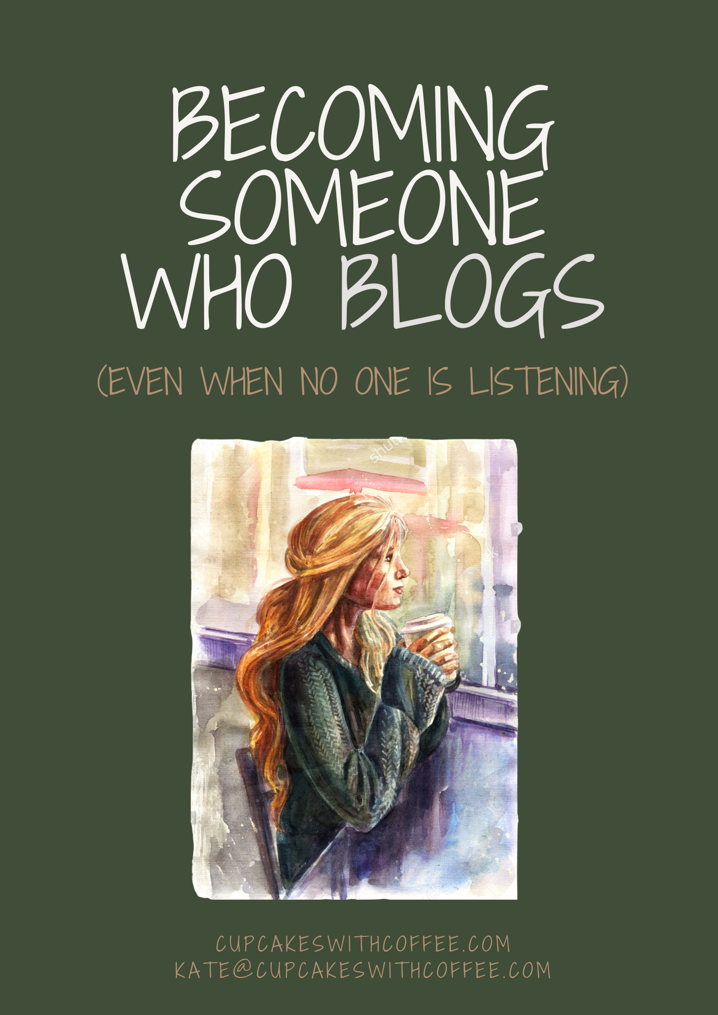 Book cover with a woman looking out a window and text about blogging.