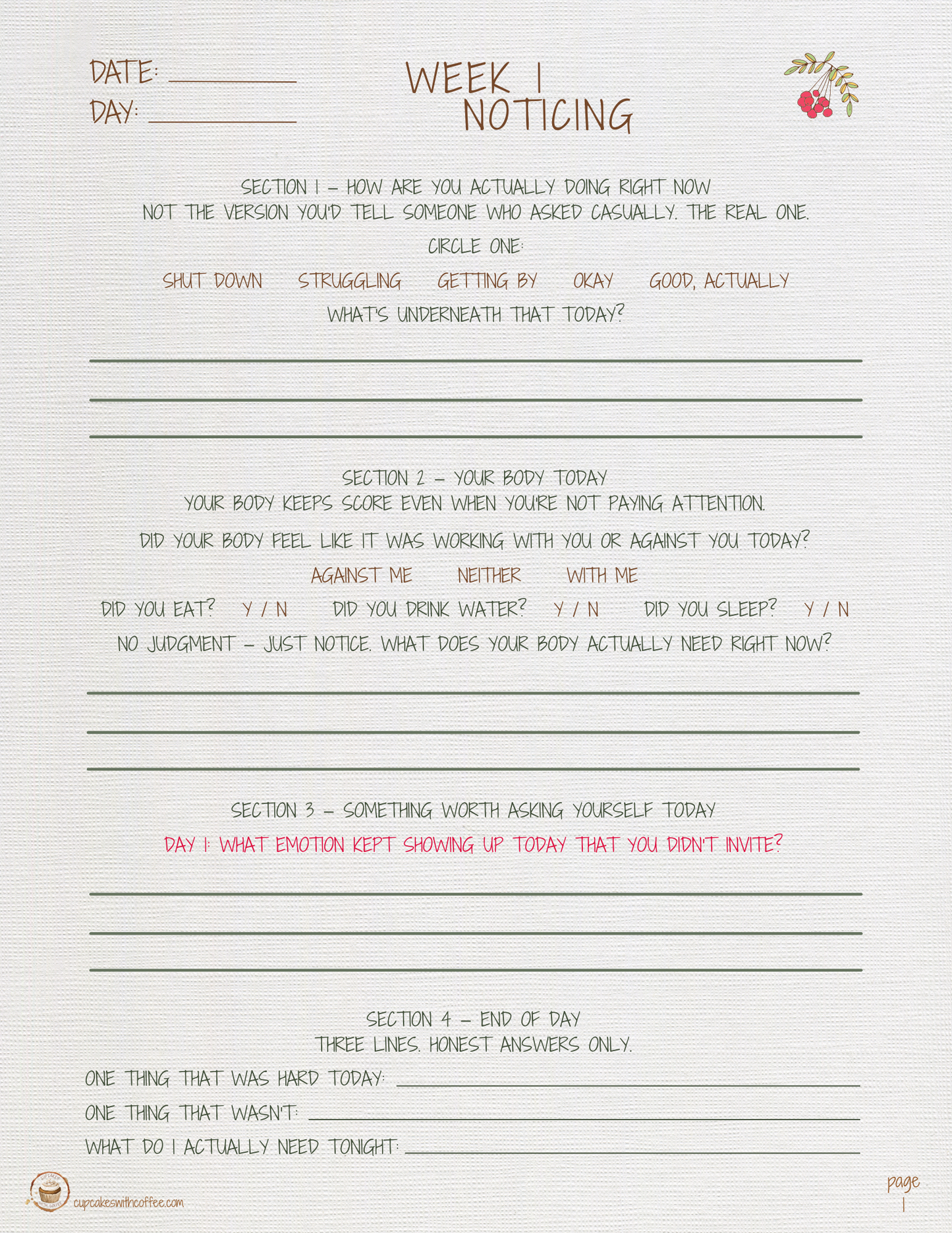 Daily Mood & Energy Tracker Printable | 31 Day Mental Health Check-In | Self-Awareness Journal | Wellness Tracker | Instant Download PDF