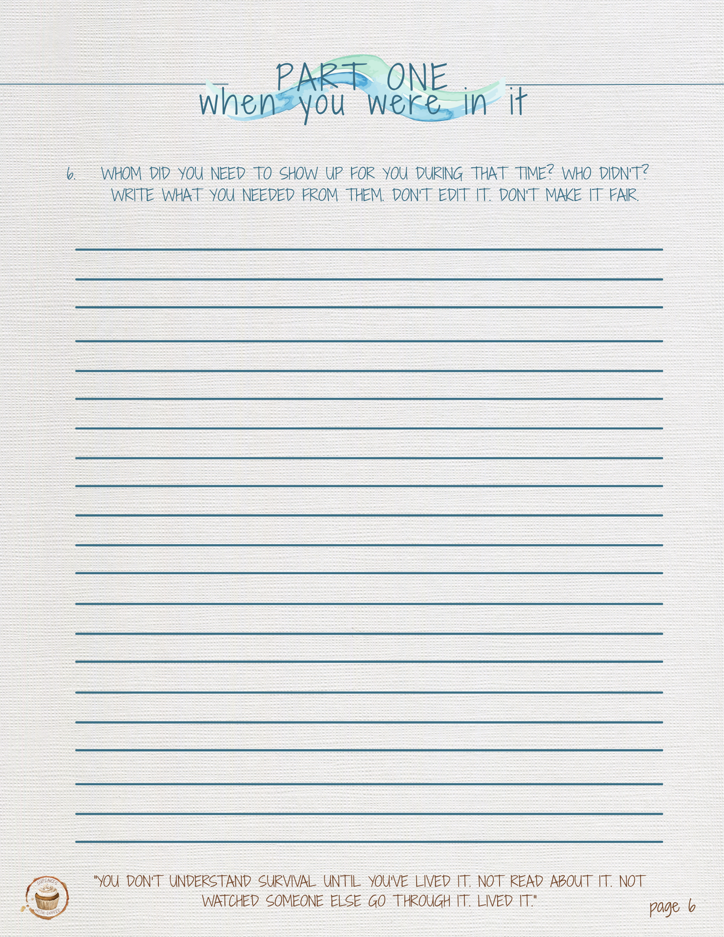 Lined paper with text and a quote on a white background prompt example